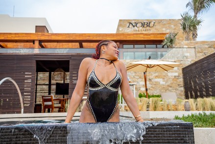 Taraji P. Henson looked a complete knockout as she lived it up during a romantic Valentine’s weekend with her fiancé Kelvin Hayden. The 49-year-old actress slipped into a daring black bejeweled swimsuit and enjoyed some quality time with Kelvin — who she is set to wed on April 4 — at Nobu Hotel Los Cabos. The lovebirds took a break from freezing cold Chicago where she is shooting the spin-off to her hit show Empire.   The Oscar-winning actress and retired NFL player arrived at their private ocean view suite where they were welcomed with a Nobu signature cocktail and specially prepared dessert to celebrate the Valentine’s Day weekend. The couple kicked off their lovers’ escape with a romantic boat tour of the famous Cabo San Lucas Arch where they  dined on lobster, oysters and chocolate covered strawberries as they toasted to their upcoming nuptials. After their sunset cruise, the two enjoyed a candlelit dinner at Nobu Restaurant where they dined on signature dishes such as Salmon tartare with caviar, Octopus Tiradito, Crispy Rice with Spicy Tuna, miso black cod and yellowtail sashimi to name a few. Taraji took to her Instagram to show off  her heart shaped strawberry that she fed to her fiancé. The next day the loving couple started their morning with freshly prepared breakfast from Malibu Farm before retreating to the adults only infinity pool. The duo spent the day lounging by the pool with friends and graciously taking photos with fans. Generous Taraji even bought the whole pool a round of cocktails. In the early afternoon they headed to Esencia Spa where they took advantage of the outdoor hydrotherapy garden, experiential shower, cabana jacuzzi and hydrotherapy pool before they went in for their couple’s massage and facials. Kelvin was also spotted working out of the state-of-the-art gym while Taraji was snapping pictures to commemorate her first time at Nobu Hotel Los Cabos. Nobu Restaurant pulled out all the stops for their next dinner date w