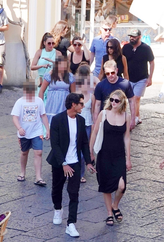 Matt Damon & his wife and kids in Capri
