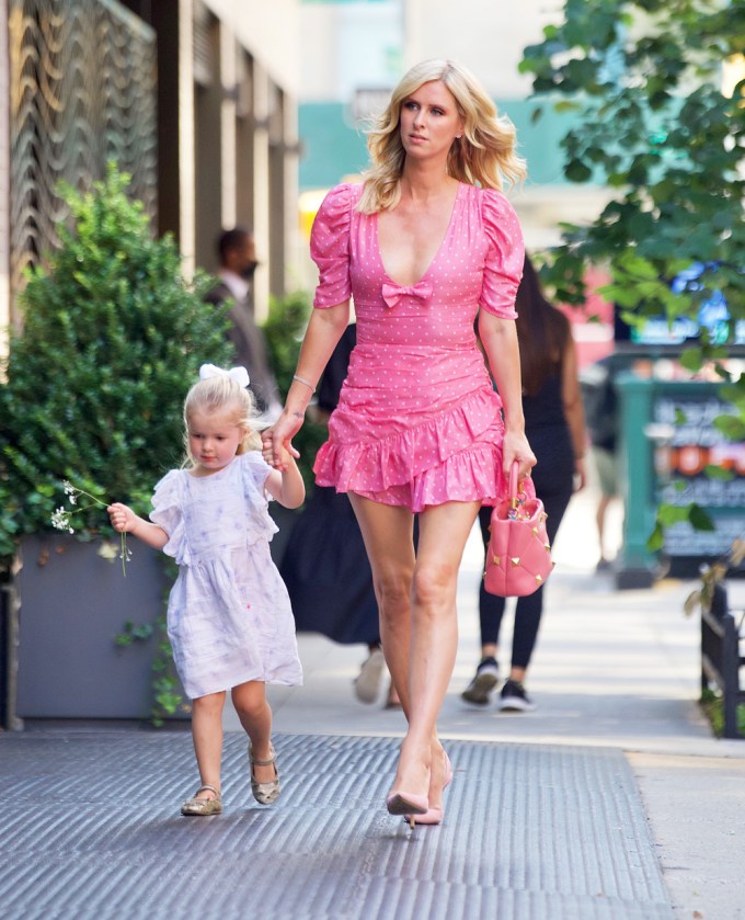 Nicky Hilton Pink Dress Daughter Lunch SS