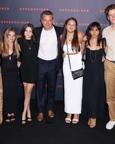 Matt Damon, Alexia Damon, Isabella Damon, Gia Damon and Stella Damon and Guest attends Oppenheimer Premiere held at Grand Rex on July 11, 2023 in Paris, France.
Oppenheimer Premiere - Paris JD - 11 Jul 2023