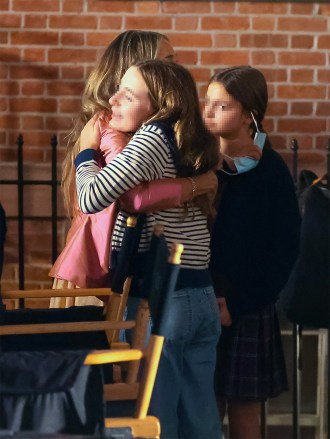 Sarah Jessica Parker with her daughters Marion Loretta Elwell Broderick and Tabitha Hodge Broderick are seen at the 'And Just Like That' film set in New York City. NON-EXCLUSIVE October 20, 2021. 20 Oct 2021 Pictured: Sarah Jessica Parker,Marion Loretta Elwell Broderick,Tabitha Hodge Broderick. Photo credit: Jose Perez/Bauergriffin.com / MEGA TheMegaAgency.com +1 888 505 6342 (Mega Agency TagID: MEGA798211_010.jpg) [Photo via Mega Agency]
