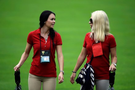 Amanda Dufner, Mandy Snedeker Amanda Dufner, left, wife of United States team player Jason Dufner and Mandy Snedeker, wife of United States team player Brandt Snedeker walk the course during the single matches at the Presidents Cup golf tournament at Muirfield Village Golf Club, in Dublin, Ohio
Presidents Cup Golf, Dublin, USA