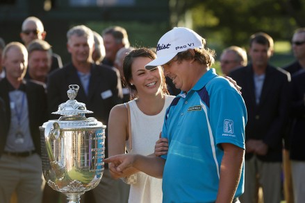 Jason Dufner Jason Dufner, right, looks at the Wanamaker Trophy, with is wife Amanda after winning on the PGA Championship golf tournament at Oak Hill Country Club, in Pittsford, N.Y
PGA Championship Golf, Pittsford, USA