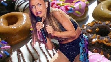 Ariana Grande Licks Doughnut