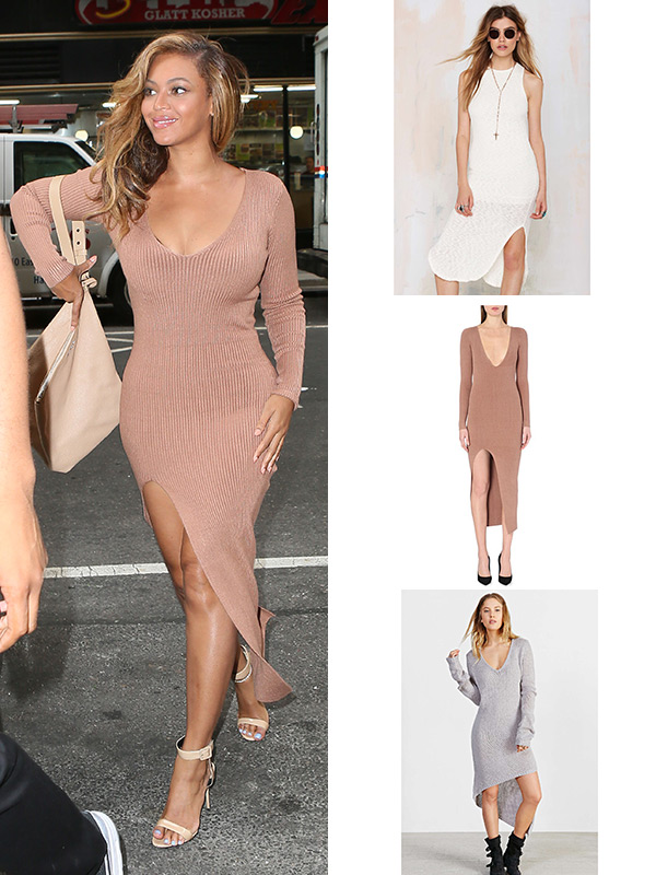 nude sweater dress