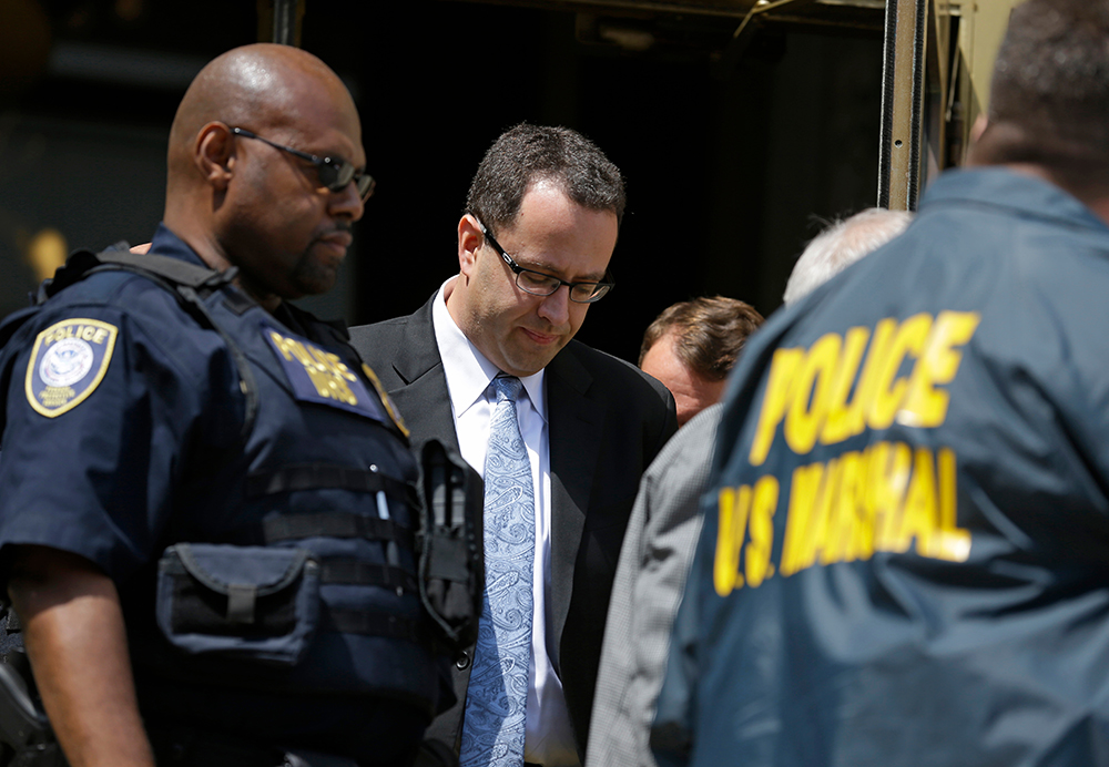 Jared Fogle Former Subway pitchman Jared Fogle leaves the Federal Courthouse in Indianapolis, following a hearing on child-pornography charges. Fogle agreed to plead guilty to allegations that he paid for sex acts with minors and received child pornography in a case that destroyed his career at the sandwich-shop chain and could send him to prison for more than a decade
Subway Spokesman Raid, Indianapolis, USA