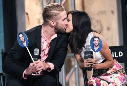Television personalities Shawn Booth and Kaitlyn Bristowe participate in AOL's BUILD Speaker Series to discuss the reality show, "The Bachelorette", at AOL Studios on Wednesday, July 29, 2015, in New York. (Photo by Evan Agostini/Invision/AP)