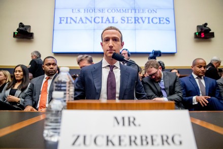Facebook CEO Mark Zuckerberg arrives for a House Financial Services Committee hearing on Capitol Hill in Washington, on Facebook's impact on the financial services and housing sectors
Congress Facebook Zuckerberg, Washington, USA - 23 Oct 2019