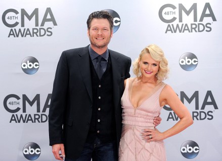 Blake Shelton, left, and Miranda Lambert arrive at the 48th annual CMA Awards in Nashville, Tenn. Shelton and Lambert announced their divorce after four years of marriage. Shelton's spokesman provided a statement from the couple on
People Blake Shelton Miranda Lambert, Nashville, USA