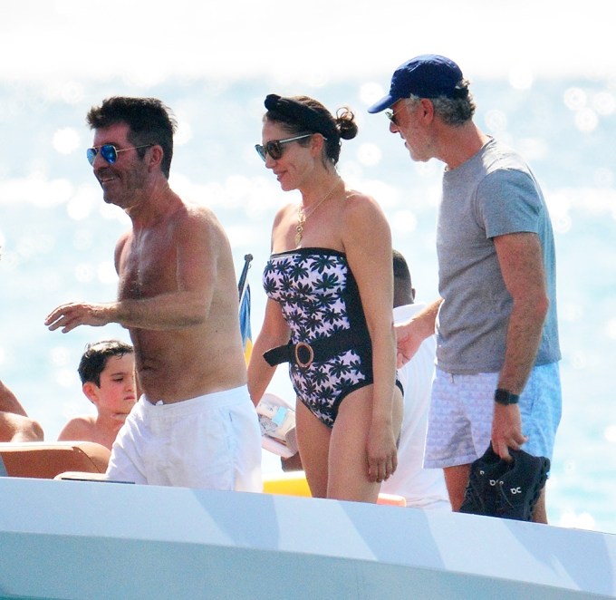 Simon Cowell and Lauren Silverman on a boat