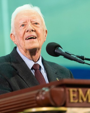 Former President Jimmy Carter takes questions submitted by students during an annual Carter Town Hall held at Emory University, in Atlanta
Election 2020 Carter, Atlanta, USA - 18 Sep 2019