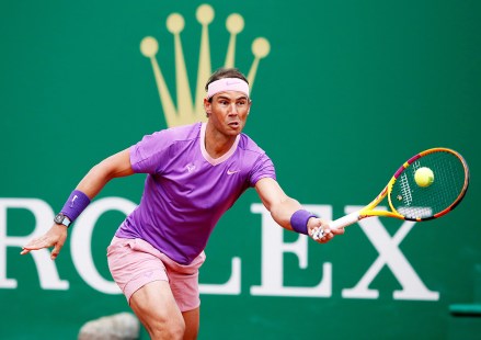 Rafael Nadal of Spain in action during his third round match against Federico Delbonis of Argentina at the Monte-Carlo Rolex Masters tournament in Roquebrune Cap Martin, France, 14 April 2021.
Monte-Carlo Rolex Masters tournament, Roquebrune Cap Martin, France - 14 Apr 2021