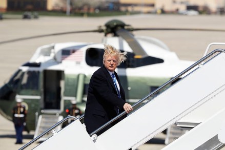 President Donald Trump boards Air Force One for a trip to White Sulphur Springs, W.Va, for a event on tax policy, Thursday, April 5, 2018, at Andrews Air Force Base, Md. (AP Photo/Evan Vucci)