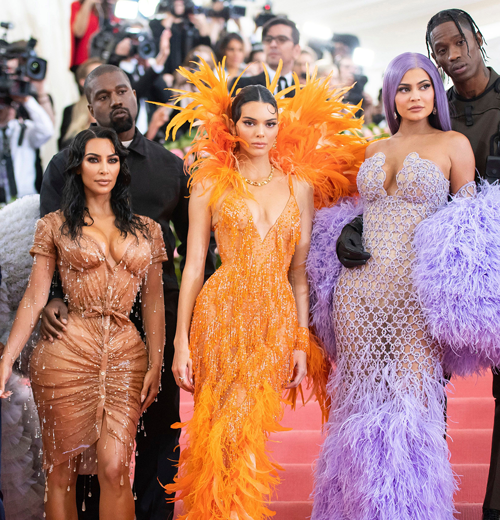 Corey Gamble, Kris Jenner, Kim Kardashian, Kendall Jenner, Kylie Jenner, Travis Scott, Kanye West. Corey Gamble, from left, Kris Jenner, Kim Kardashian, Kanye West, Kendall Jenner, Kylie Jenner and Travis Scott attend The Metropolitan Museum of Art's Costume Institute benefit gala celebrating the opening of the "Camp: Notes on Fashion" exhibition, in New York
2019 MET Museum Costume Institute Benefit Gala, New York, USA - 06 May 2019