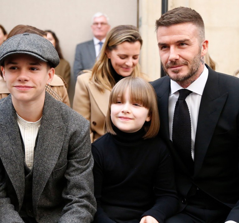 David Beckham & Son Romeo Rock Matching Bleached Blonde Hairstyles ...