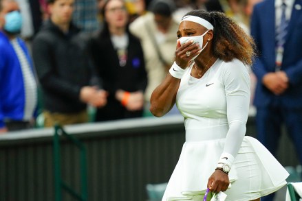 Serena Williams emotional after having to retire hurt in her first round match
Wimbledon Tennis Championships, Day 2, The All England Lawn Tennis and Croquet Club, London, UK - 29 Jun 2021