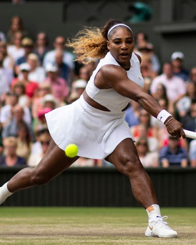 Serena Williams during her Ladies' Singles final Wimbledon Tennis Championships, Day 12, The All England Lawn Tennis and Croquet Club, London, UK - 13 Jul 2019
