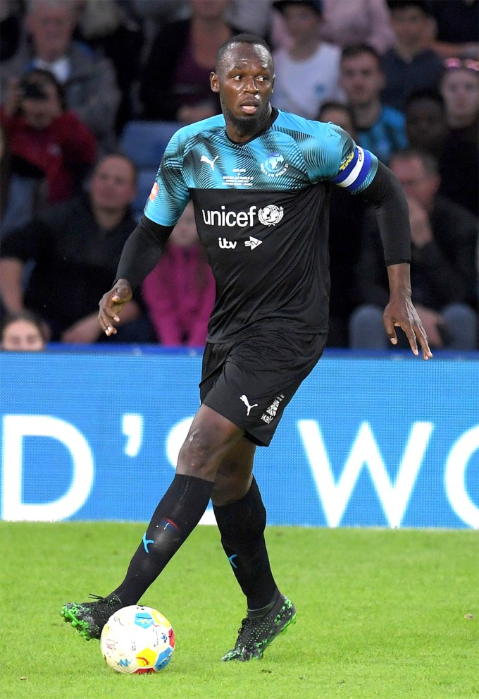 Usain Bolt Plays at Soccer Aid in June 2019