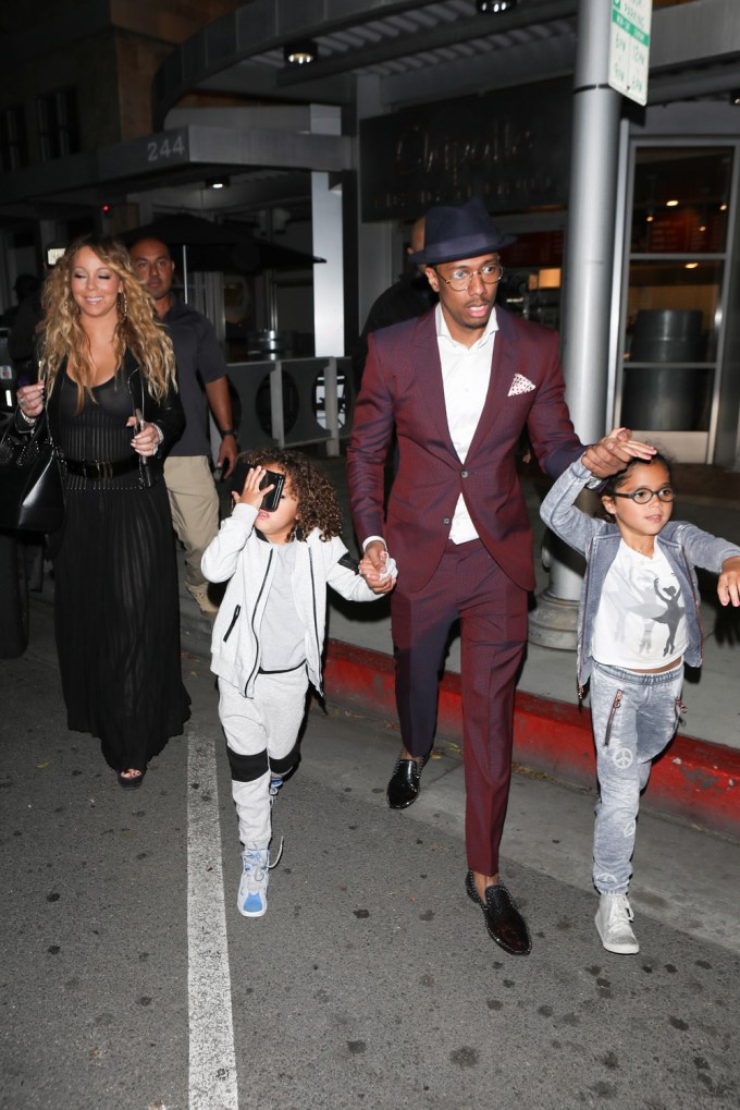 Nick Cannon, Mariah Carey, and Children Moroccan & Monroe Step Out in Beverly Hills, CA