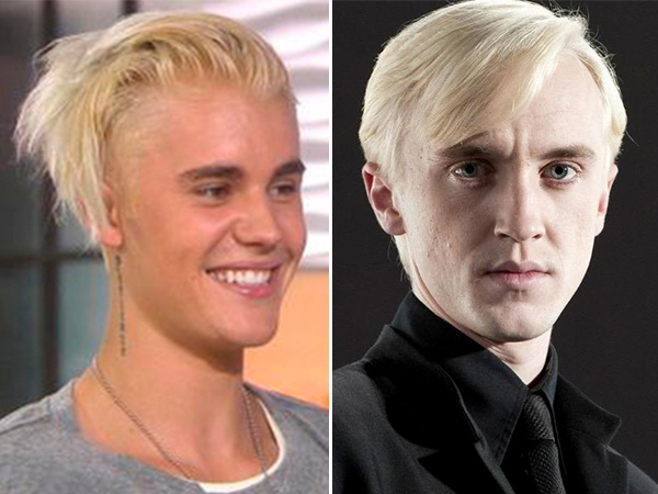 Draco Malfoy & Justin Bieber's Bleached Hair — Who Pulls Off The Look  Better? – Hollywood Life