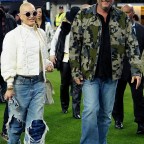 Gwen Stefani And Blake Shelton Are Seen On The Sidelines During The Game Between The Los Angeles Rams And The Arizona Cardinals At Sofi Stadium