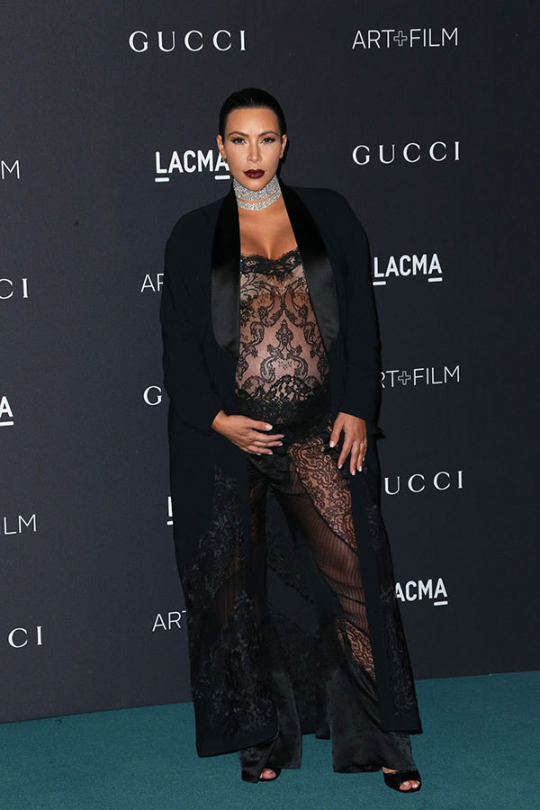 Kim Kardashian Bares Baby Bump In Sheer Jumpsuit At LACMA Gala — See ...