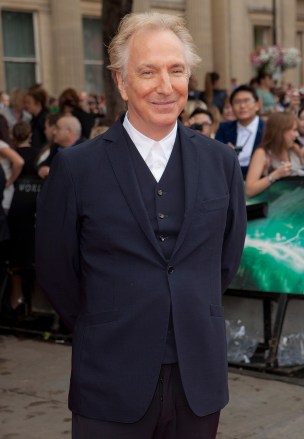 Alan Rickman British actor Alan Rickman arrives in Trafalgar Square, in central London, for the World Premiere of Harry Potter and The Deathly Hallows: Part 2, the last film in the series Britain Harry Potter and the Deathly Hallows:Part 2