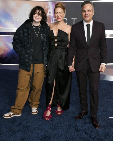 Bella Ruffalo, Sunrise Coigney and Mark Ruffalo 'The Adam Project' film premiere, New York, USA - 28 Feb 2022