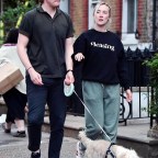*EXCLUSIVE* The American-born Irish actress Saoirse Ronan and beau Jack Lowden donned a casual look whilst out with their new puppy as the pair looked loved up during their jaunt out in London