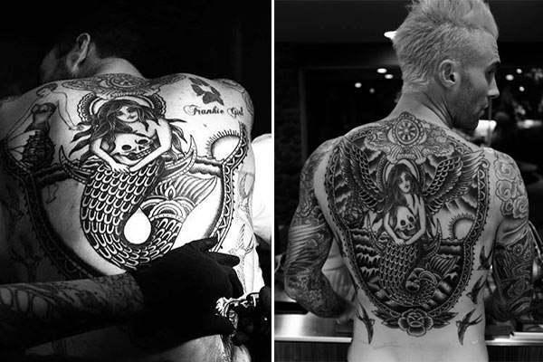 [PIC] Adam Levine’s Back Tattoo is Finished On Behati Prinsloo’s