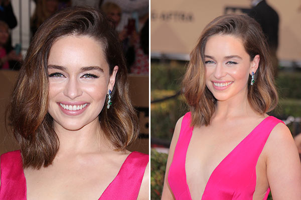 Emilia Clarke With Dark Hair — Get Exact Makeup At Sag