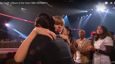 Kendrick Lamar Hugs Taylor Swift Grammys