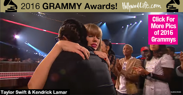 Kendrick Lamar Hugs Taylor Swift Grammys