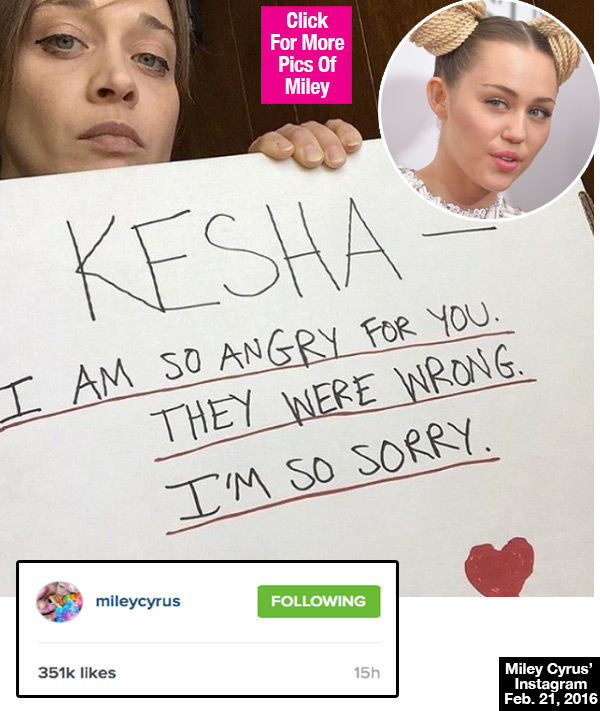 Miley Cyrus Supports Kesha