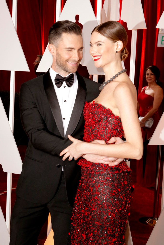 Adam Levine & Behati Prinsloo at the 2015 Oscars