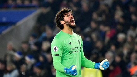 Liverpool's goalkeeper Alisson during the English Premier League soccer match between Wolverhampton Wanderers and Manchester City at the Molineux Stadium in Wolverhampton, England
Liverpool Soccer, Wolverhampton, United Kingdom - 27 Dec 2019