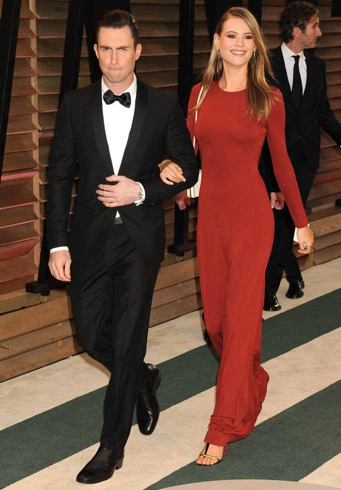 Adam Levine & Behati Prinsloo At The 2014 Vanity Fair Oscar Party