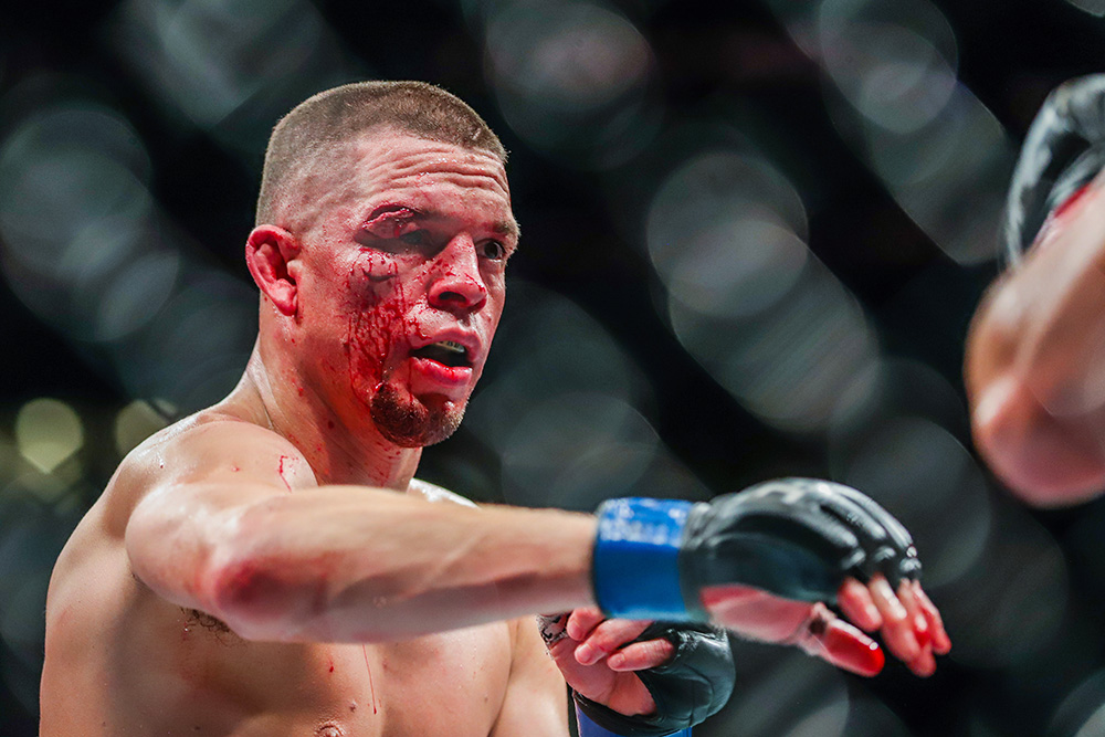 Nate DiazUFC 244 Mixed Martial Arts, Madison Square Garden, New York, USA - 02 Nov 2019Jorge Masvidal (Red) v Nate Diaz (Blue).