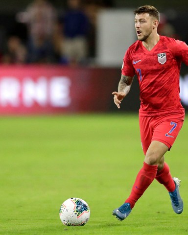 United States' Paul Arriola in action against Cuba during the second half of a CONCACAF Nations League soccer game, in Washington. The U.S. won 7-0
CONCACAF Cuba US Soccer, Washington, USA - 11 Oct 2019