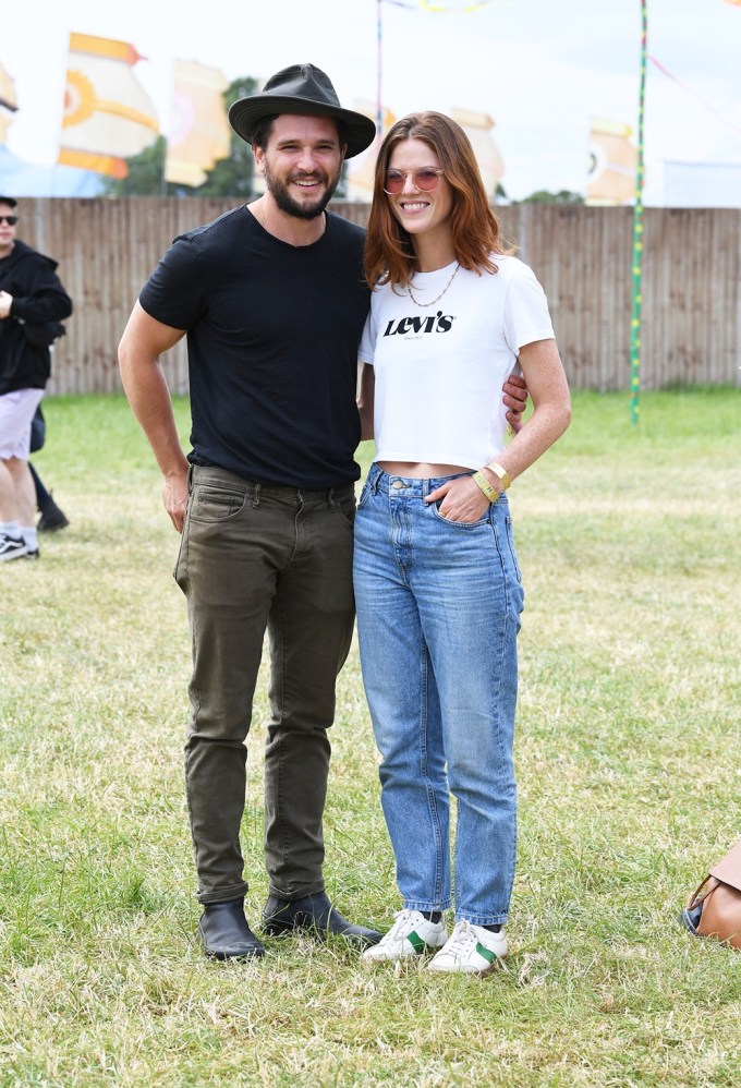 Kit Harington and his wife Rose Leslie were spotted at the Glastonbury Festival
