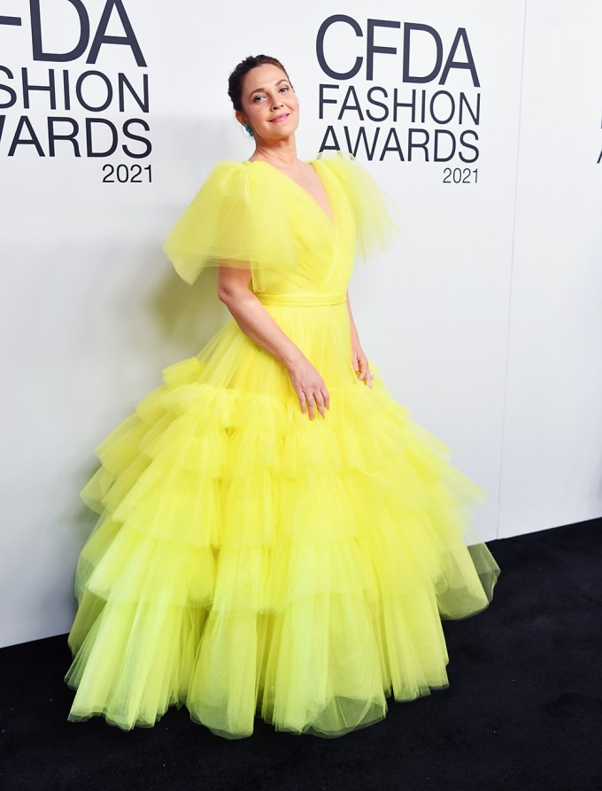 Drew Barrymore in a yellow dress