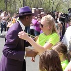 Larry Graham and Prince's friends hug fans outside the Paisley Park Studios