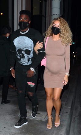 West Hollywood, CA  - *EXCLUSIVE*  - Pop singer Jason Derulo and his pregnant girlfriend Jena Frumes have Friday night date night at Catch LA in West Hollywood,Pictured: Jason Derulo, Jenna FrumesBACKGRID USA 7 MAY 2021 BYLINE MUST READ: TWIST / BACKGRIDUSA: +1 310 798 9111 / usasales@backgrid.comUK: +44 208 344 2007 / uksales@backgrid.com*UK Clients - Pictures Containing ChildrenPlease Pixelate Face Prior To Publication*