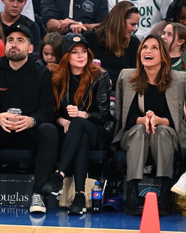 Lindsay Lohan with husband Bader Shammas, Mariska Hargitay
Celebrities attend Boston Celtics v New York Knicks game, New York, USA - 05 Nov 2022