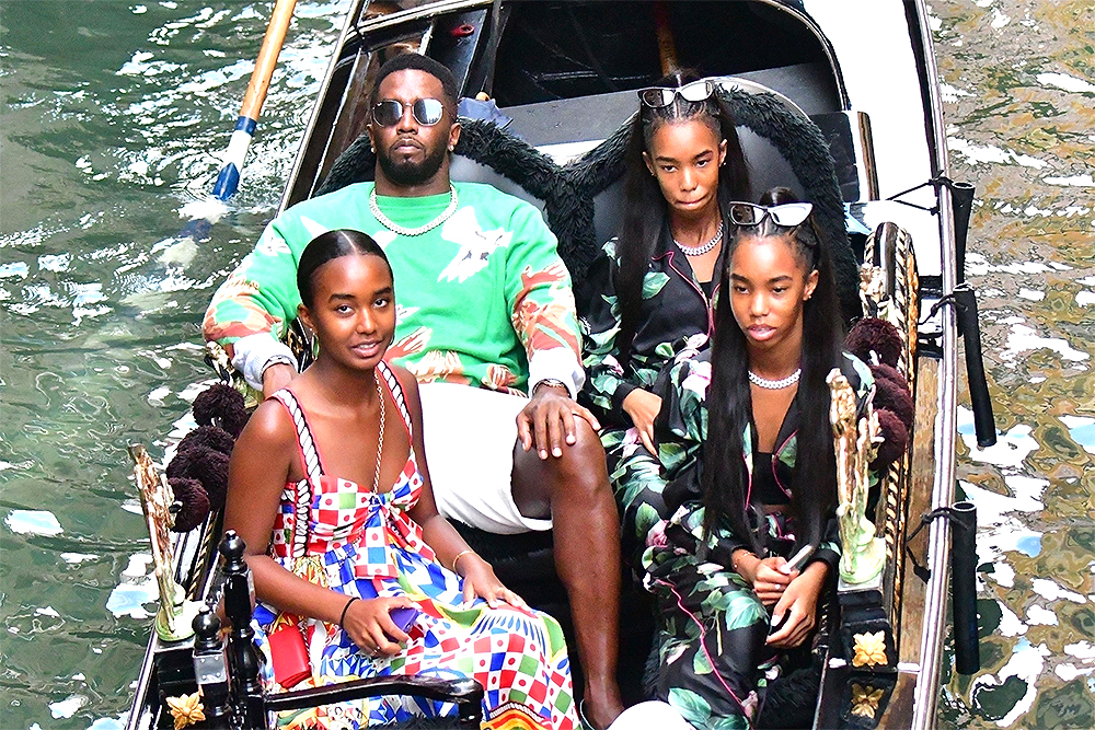 *EXCLUSIVE* Proud Girl dad! Diddy is spotted out enjoying the sights on a gondola ride with his daughters on holiday in Venice
