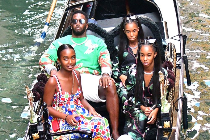 Diddy With His Daughters In Italy