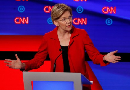 Sen. Elizabeth Warren, D-Mass., participates in the first of two Democratic presidential primary debates hosted by CNN, in the Fox Theatre in Detroit
Election 2020 Debate, Detroit, USA - 30 Jul 2019