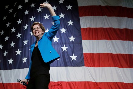 Democratic presidential candidate Sen. Elizabeth Warren, D-Mass., waves after speaking at the Iowa Democratic Wing Ding at the Surf Ballroom, in Clear Lake, Iowa
Election 2020 Elizabeth Warren, Clear Lake, USA - 09 Aug 2019