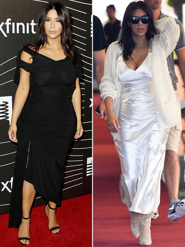 kim kardashian black and white dress