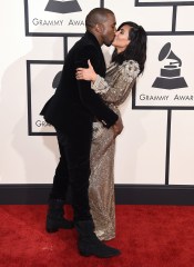 Kim Kardashian West, left and Kanye West arrive at the 57th annual Grammy Awards at the Staples Center, in Los Angeles
The 57th Annual Grammy Awards - Arrivals, Los Angeles, USA - 8 Feb 2015